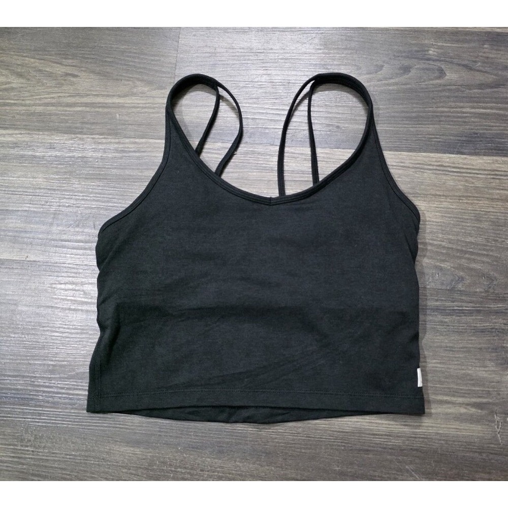 Vuori Halo Performance Crop Top Small Black Strappy Yoga Activewear VW1005